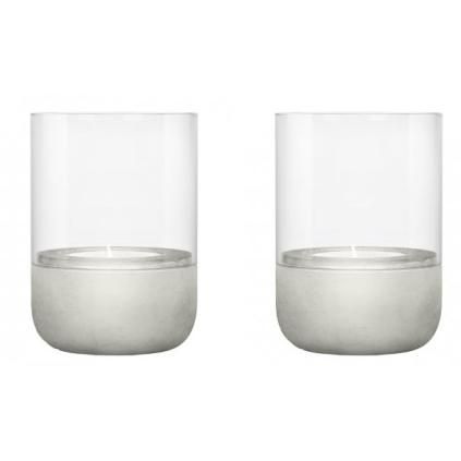 Photophore CALMA 9 cm, set de 2 pc, gris, béton, Blomus