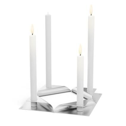 Bougeoir SQUARE CANDLE , set de 4 pc, acier inoxydable, Höfats