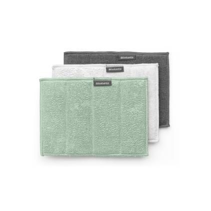 Chiffon/éponge en microfibres, set de 3 pc, vert, Brabantia