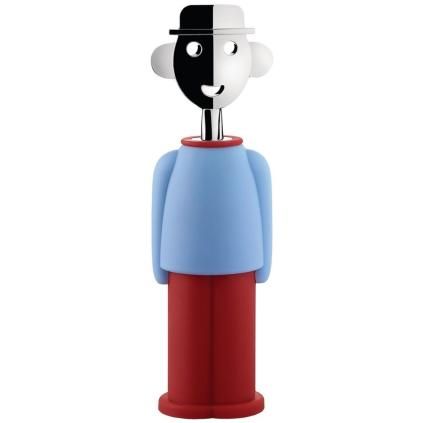 Tire-bouchon Charles de Gaulle ALESSANDRO M., bleu clair et rouge, Alessi