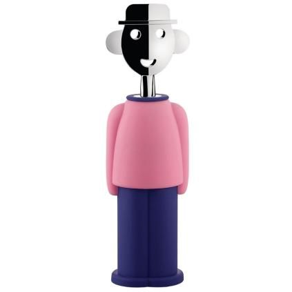 Tire-bouchon Charles de Gaulle ALESSANDRO M., rose et bleu foncé, Alessi