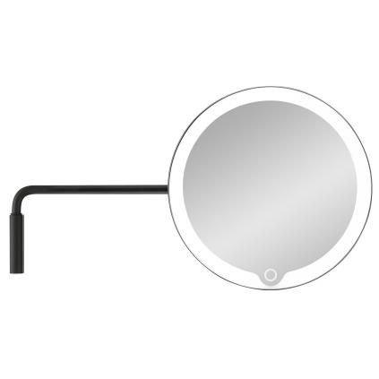 Miroir de maquillage MODO LED, montage mural, grossissement 5 fois, noir, Blomus