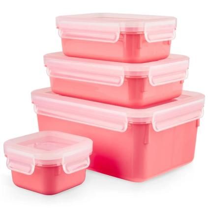 Bocal de rangement MASTER SEAL COLOUR EDITION N1030910 , set de 4 pc, rouge corail, plastique, Tefal
