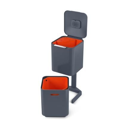Poubelle TOTEM COMPACT 30065 40 l, pour tri sélectif, graphite, Joseph Joseph
