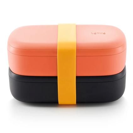 Lunchbox TO GO 2 x 500 ml, double, corail/noir, Lékué