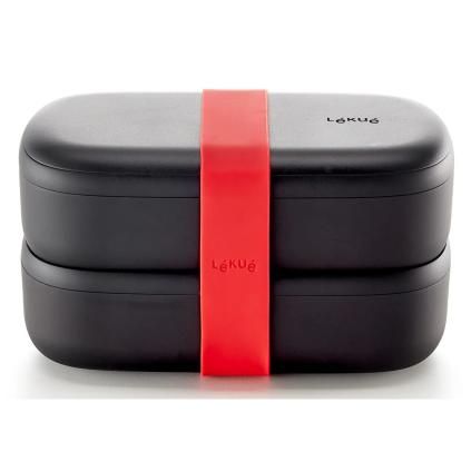 Lunchbox TO GO 2 x 500 ml, double, noir, Lékué