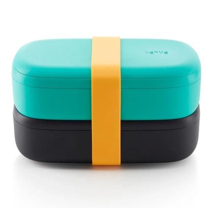 Lunchbox TO GO 2 x 500 ml, double, turquoise/noir, Lékué