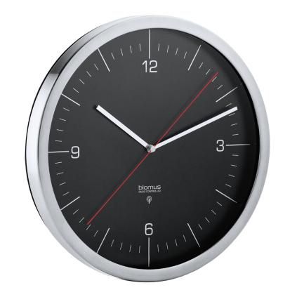 Horloge murale avec controle par radio RONO ⌀ 24 cm, noir, Blomus