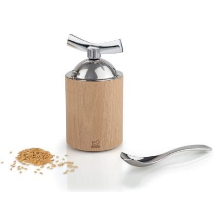 Moulin à graines de lin 13 cm, bois naturel/acier inoxydable, Peugeot
