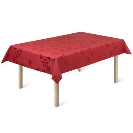 Nappe de Noël NATALE 150 x 220 cm, tissé jacquard, rouge, Rosendahl