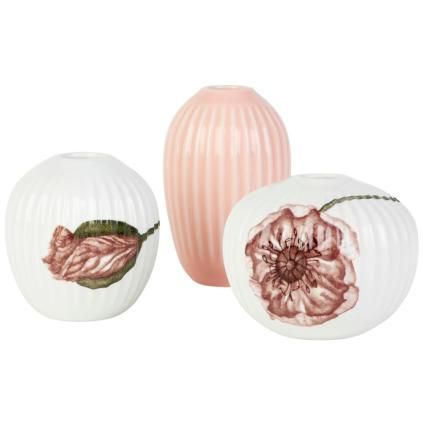 Mini vase HAMMERSHOI POPPY set de 3 pc, nude/white, Kähler