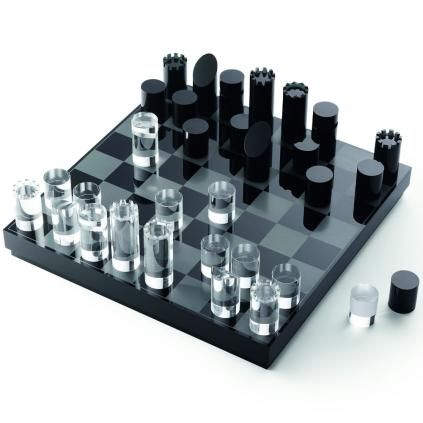 Jeu d'échecs YAP 28 cm, noir, verre, Philippi