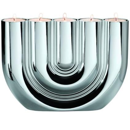Photophore DOUBLE U 27 cm, argent, Philippi