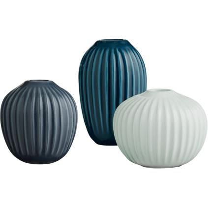 Mini vase HAMMERSHOI, set de 3 pc, vert/bleu/indigo, Kähler