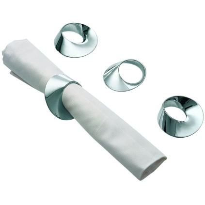 Rond de serviette SWIRL, set de 4 pc, argent, Philippi