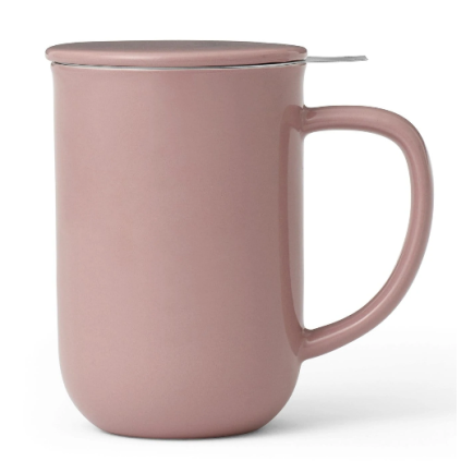 Mug avec infuseur à thé MINIMA 500 ml, avec couvercle, rose, porcelaine, Viva Scandinavia