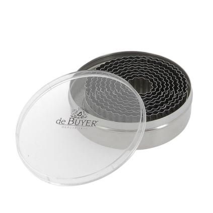 Emporte-pièce gâteau, set de 9 pc, circulaire ondulé, de Buyer