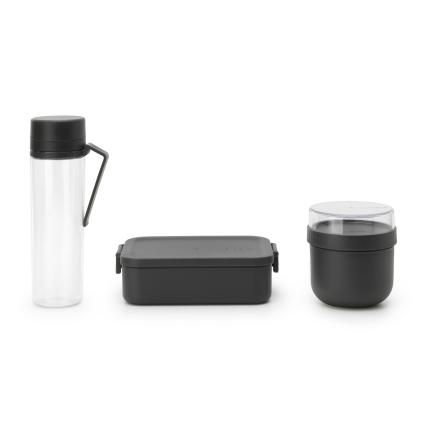 Lunchbox, bocal à repas et bouteille d'eau en set MAKE & TAKE gris foncé, Brabantia