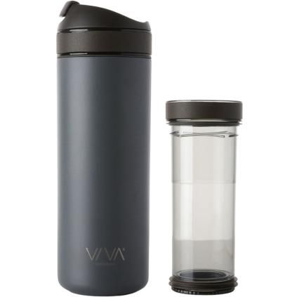 Mug de voyage RECHARGE ANYTIME 460 ml, avec infuseur à thé, gris, Viva Scandinavia