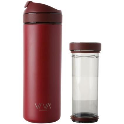 Mug de voyage RECHARGE ANYTIME 460 ml, avec infuseur à thé, framboise, Viva Scandinavia