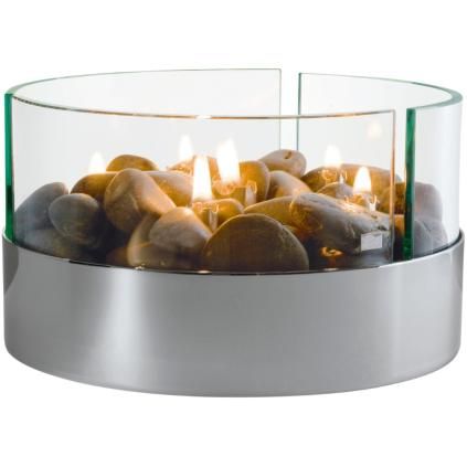 Lampe à huile BURN 20 cm, de table, argent, Philippi