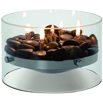 Lampe à huile FIRE 23 cm, de table, argent, Philippi