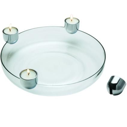Photophore ARENA 30 cm, pour 4 bougies, avec coupe, argent, Philippi