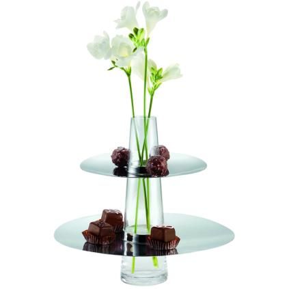 Présentoir FONTAINE 25 cm, avec vase, argent, Philippi