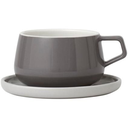 Tasse à thé avec soucoupe ELLA CLASSIC, 250 ml, gris, Viva Scandinavia