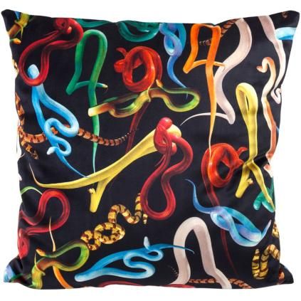 Coussin TOILETPAPER SNAKES 50 x 50 cm, noir, Seletti