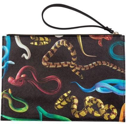 Pochette TOILETPAPER SNAKES 28 x 20 cm, noir, Seletti