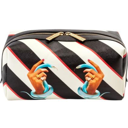 Trousse à maquillage TOILETPAPER HAND WITH SNAKES 25,5 x 12 cm, rayé, Seletti