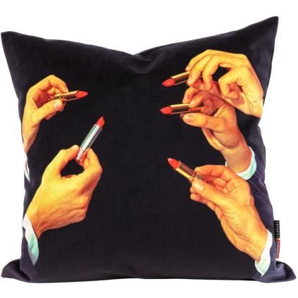 Coussin TOILETPAPER LIPSTICKS 50 x 50 cm, noir, Seletti