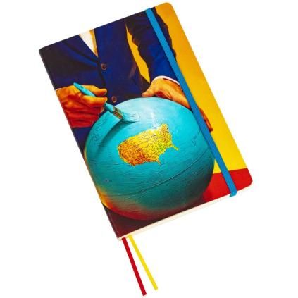 Cahier de notes TOILETPAPER GLOBE 21 x 14 cm, bleu, Seletti