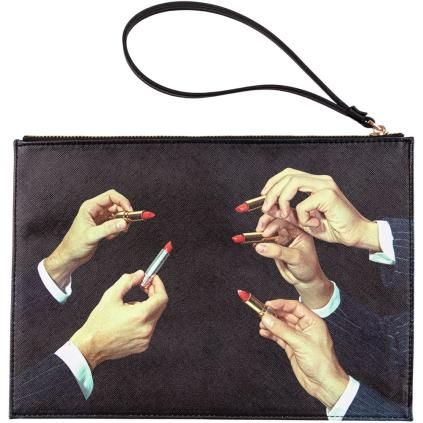 Pochette TOILETPAPER LIPSTICKS 28 x 20 cm, noir, Seletti