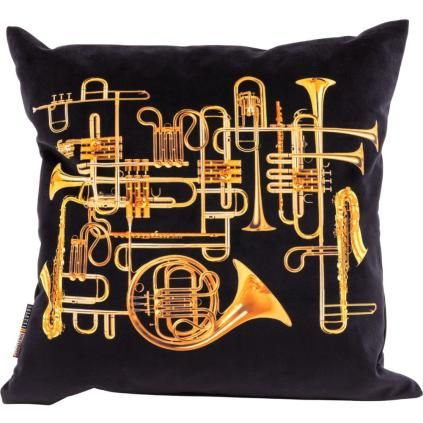 Coussin TOILETPAPER TRUMPETS 50 x 50 cm, noir, Seletti