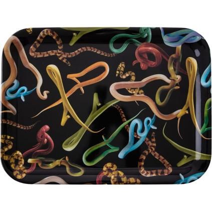 Plateau de service TOILETPAPER SNAKES 32 x 43,5 cm, noir, Seletti