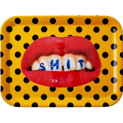 Plateau de service TOILETPAPER SHIT 32 x 43,5 cm, jaune, Seletti