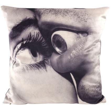 Coussin TOILETPAPER EYE & MOUTH 50 x 50 cm, gris, Seletti