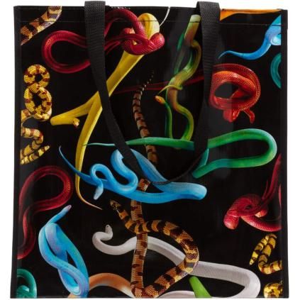 Sac shopper TOILETPAPER SNAKES 42 cm, noir, Seletti