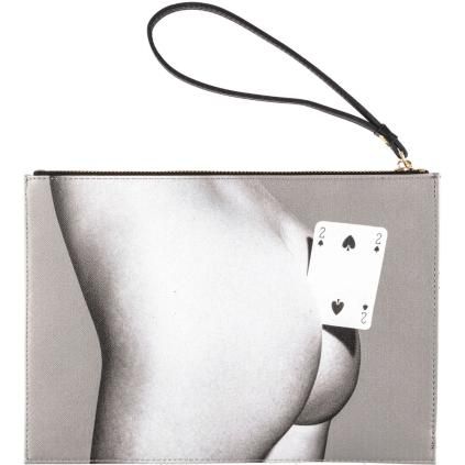 Pochette TOILETPAPER TWO OF SPADES 28 x 20 cm, gris, Seletti