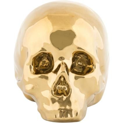 Décoration d'intérieur MEMORABILIA MY SKULL 25 cm, or, porcelaine, Seletti