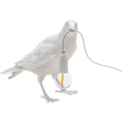 Lampe de table BIRD WAITING 33 cm, blanc, Seletti
