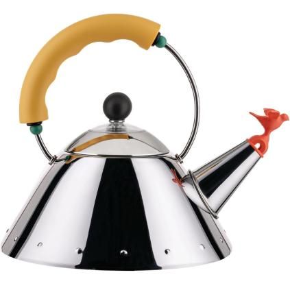 Bouilloire sifflante 9093 1 l, argent / jaune, Alessi