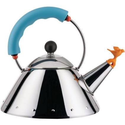 Bouilloire sifflante 9093 1 l, argent / bleu / orange, Alessi