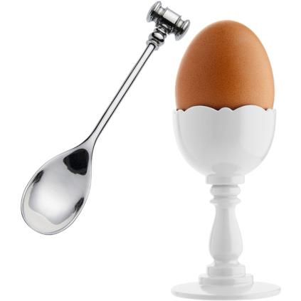 Coquetier avec cuillère DRESSED, 16 cm, blanc, Alessi