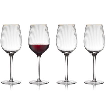 Verre à vin rouge PALERMO GOLD , set de 4 pc, 300 ml, Lyngby Glas