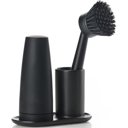 Set pour laver la vaisselle SINGLES, avec distributeur en silicone, set de 4 pc, noir, Zone Denmark