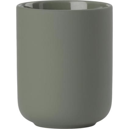 Verre porte brosse à dent UME 10 cm, vert olive, céramique, Zone Danemark