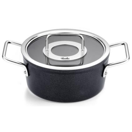 Cocotte haute ADAMANT 20 cm, avec couvercle de marmite en verre, noir, aluminium, Fissler